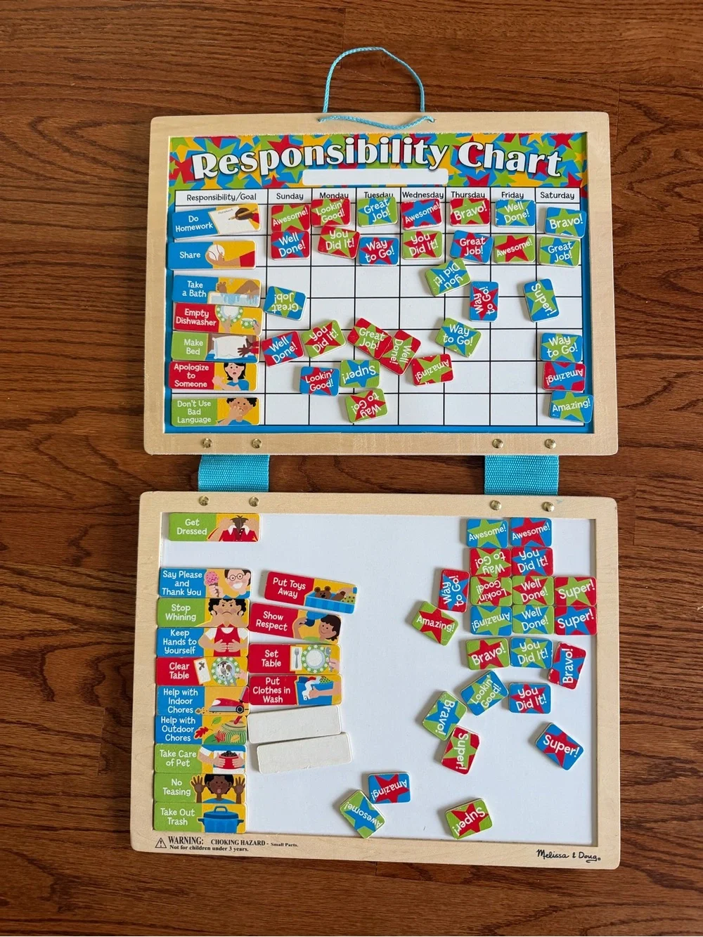 Melissa & Doug Magnetic Responsibility Chart in blue, red, green, yellow, white
